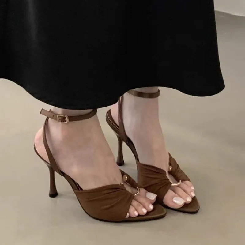 Women's Super High Heel Sandals, Pointed Toe Heel Shoes, Stiletto Pumps, Elegant, Slingback, Summer, 2025