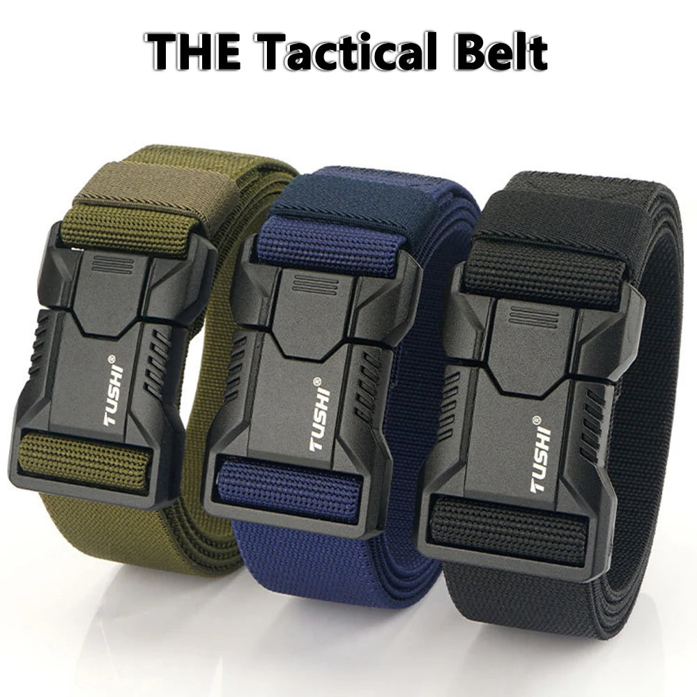 TUSHI – ceintures élastiques à boucle enfichable en alliage d'aluminium pour hommes, ceinture tactique Durable, Cowboy, ceinture militaire en plein air, chasse