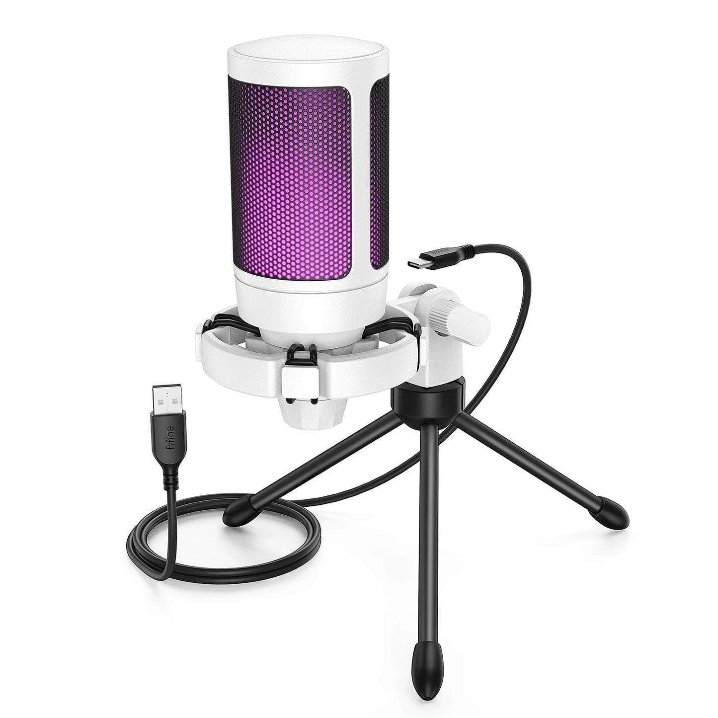 FIFINE AmpliGame A2 — Microphone USB Gaming RGB Sourdine Tactile Trépied PC & PS4/5