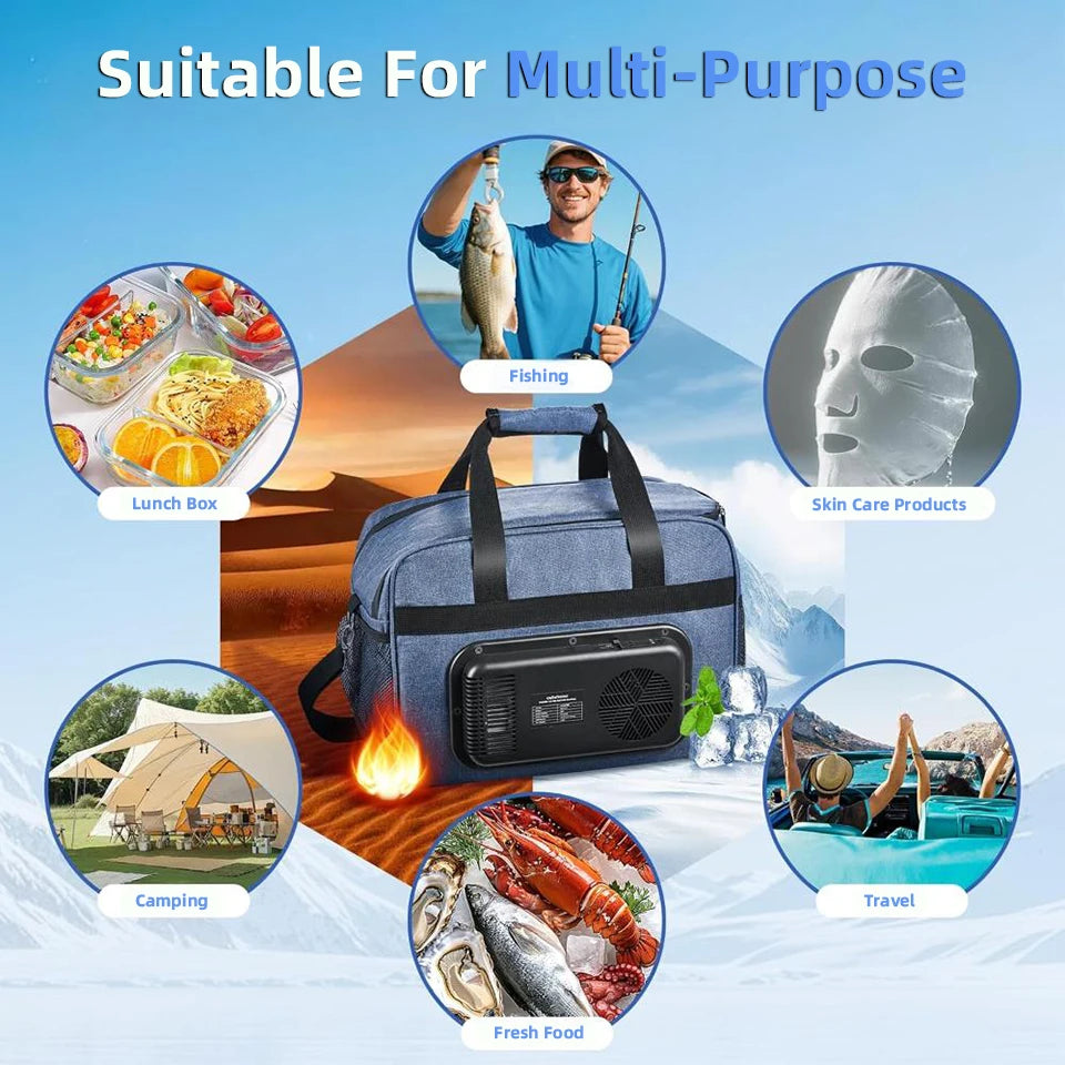 Réfrigérateur Portable pour voiture, 25l, semi-conducteur, pliable, chauffage, refroidissement, sac isolant, voiture, usage domestique, pique-nique, Camping essentiel