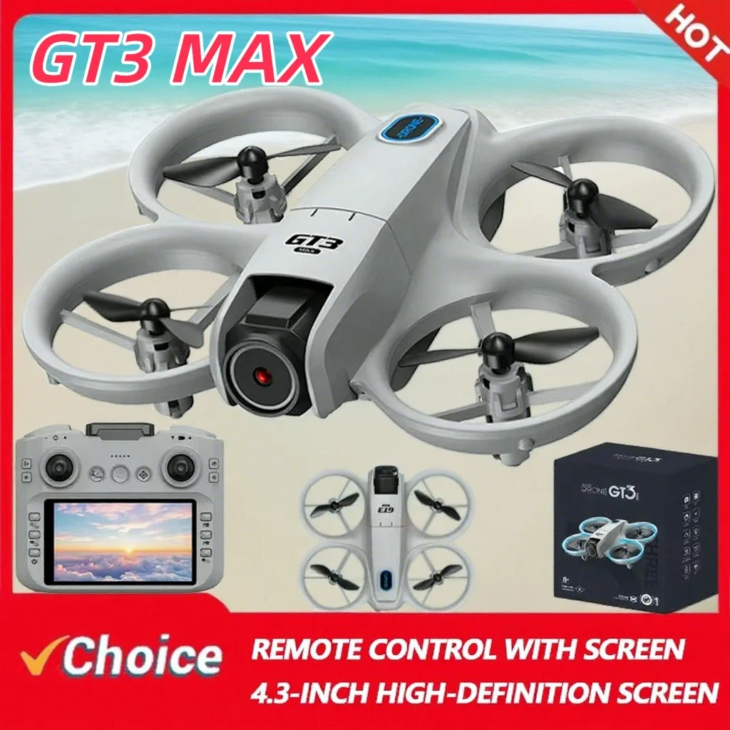 2025 New GT3 MAX Drone 8K HD 4.3" Remote Control Helicopter Headless Mode 360° Flip Quadcopter Toys Mini Drone for Children Toy Gifts