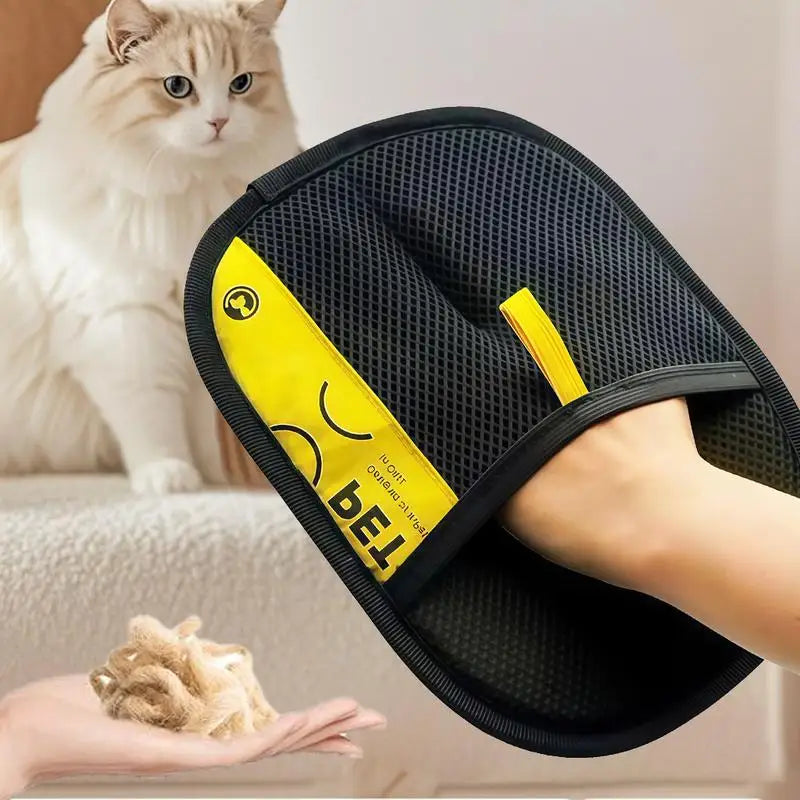 Gants d'épilation pour animaux de compagnie électrostatiques pour chats et chiens, gant de toilettage réutilisable et lavable avec brosse à rouleau anti-peluches 2 en 1, sans danger pour les chiens