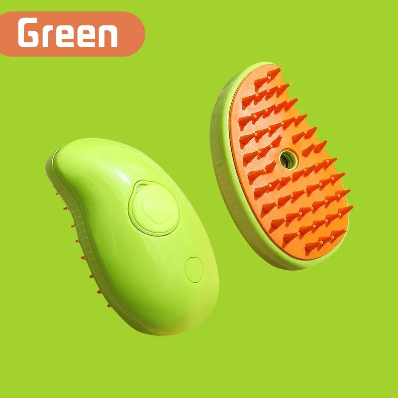 Brosse de Énergie à Vapeur 3 en 1 pour Chat et Chien, Peigne Pliable et Rotatif à un Bouton, Idéal pour le Bain et l'Épilation des Poils