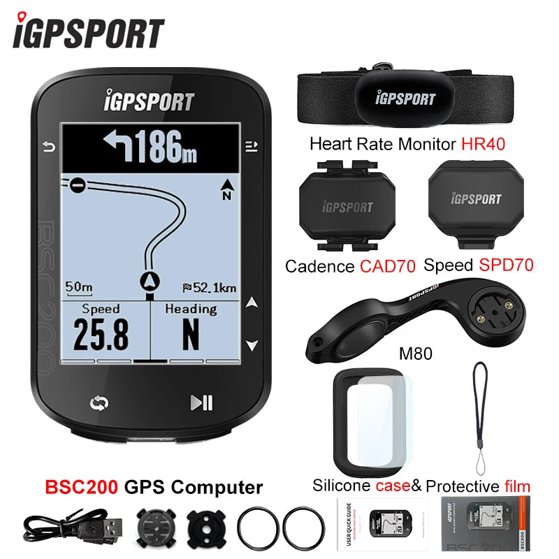 Ordinateur de vélo GPS sans fil — compteur de vitesse numérique, navigation route, chronomètre, odomètre