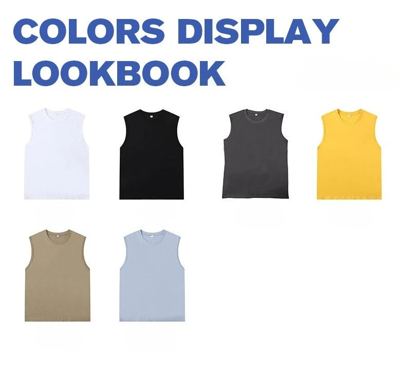 Nouveau débardeur basique en coton solide 180g pour homme 2026 – T-shirt sans manches Athleisure Fitness Décontracté pour homme