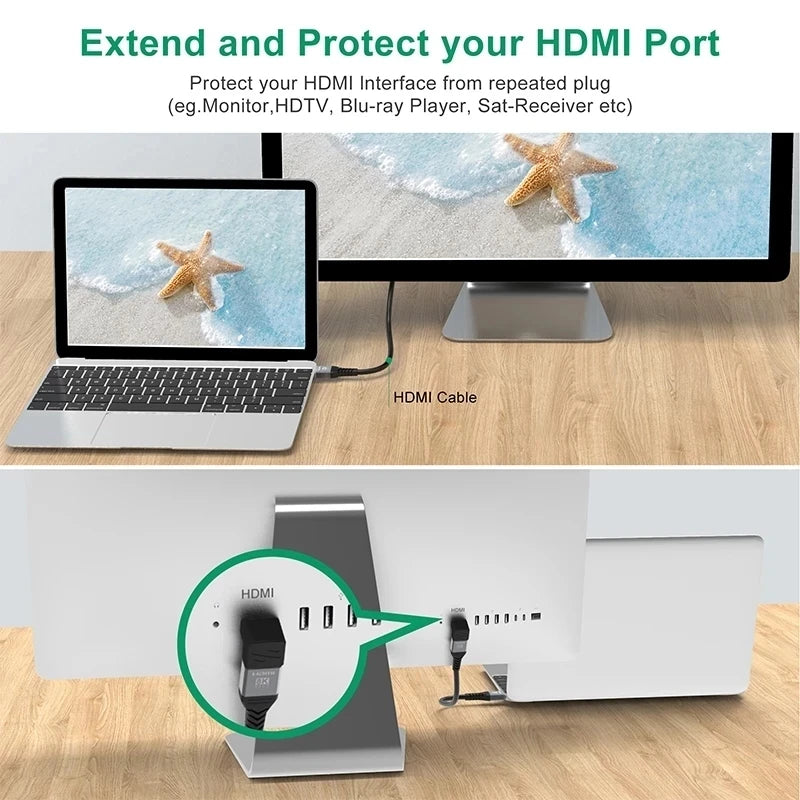 Adaptador HDMI 2.1, 8K, de 90 a 270 grados macho a hembra, 8k60Hz 4k120Hz, 48Gbps, compatible con PS5/4, HDTV, Roku, TV Stick, PC