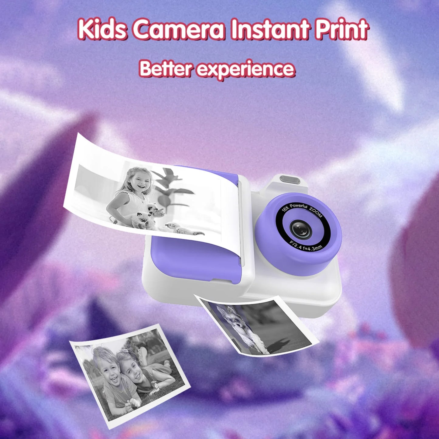 Appareil photo numérique à impression instantanée pour enfants, stylos à documents pour enfants, papier d'impression thermique, jouets cadeaux de Noël pour garçons et filles, 32G