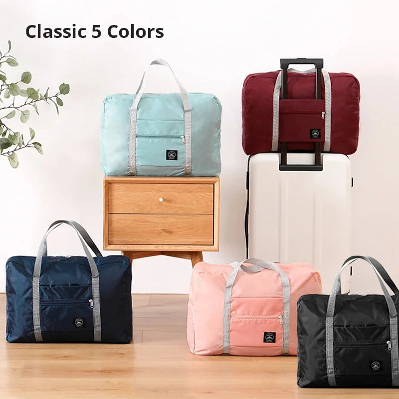 Large Foldable Travel Tote, Travel Storage Bags, Carry-on Luggage, Clothing, Handbags, Picnic, Moving