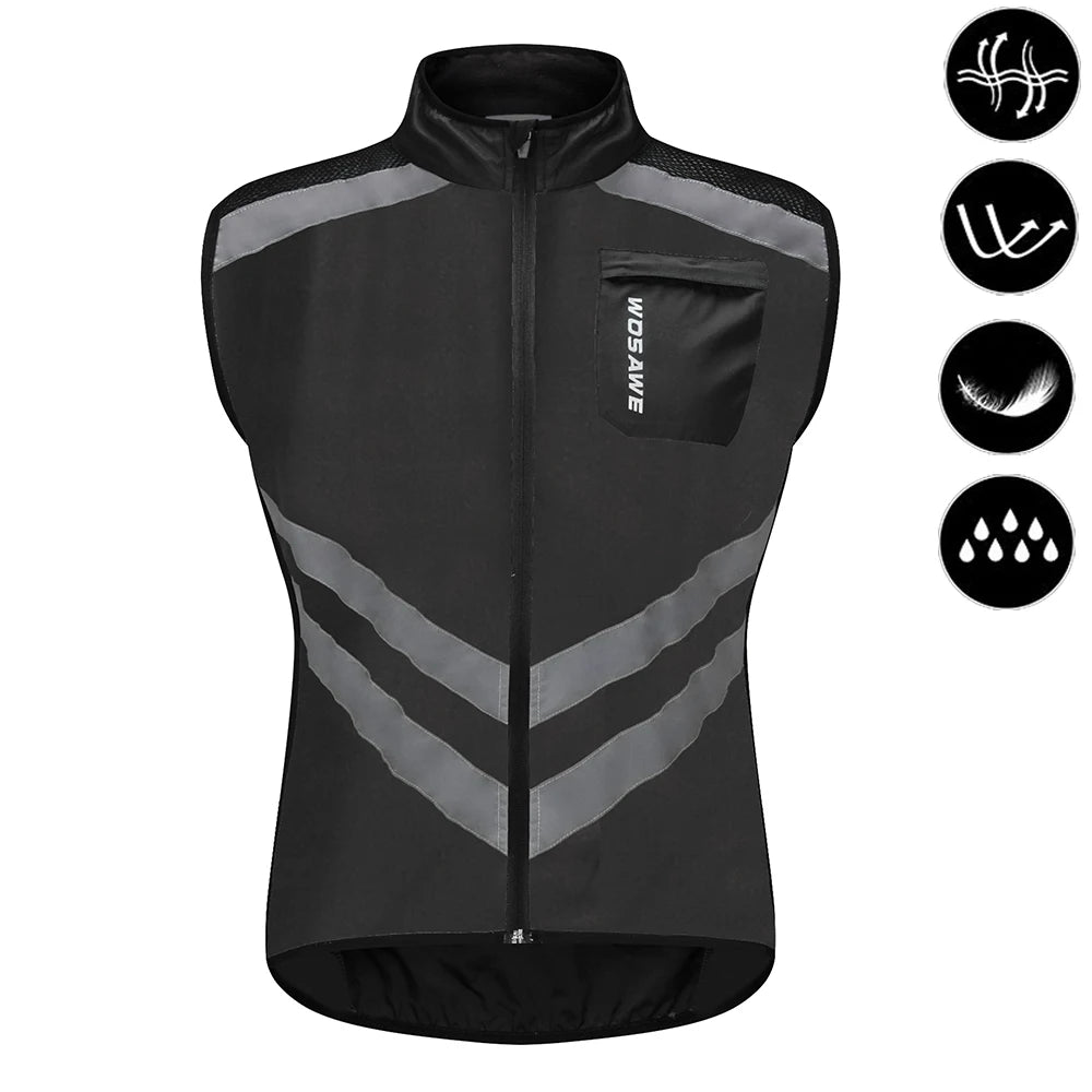 Gilets de cyclisme nuit sécurité pour hommes — sans manches, sport, VTT, vêtements vélo route