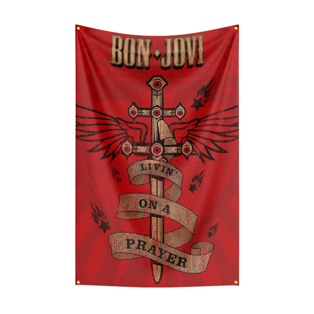 Bandera impresa digitalmente en poliéster, grupo de Rock pesado b-bons-joviss, 3x5 pies, para dormitorio, arte de pared, tapiz de puerta exterior, decoración