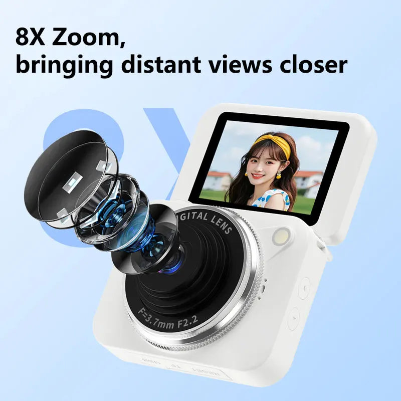 Caméra 4K HD 180° CCD portable compacte — vlog, selfie, idéale pour étudiants, cadeau