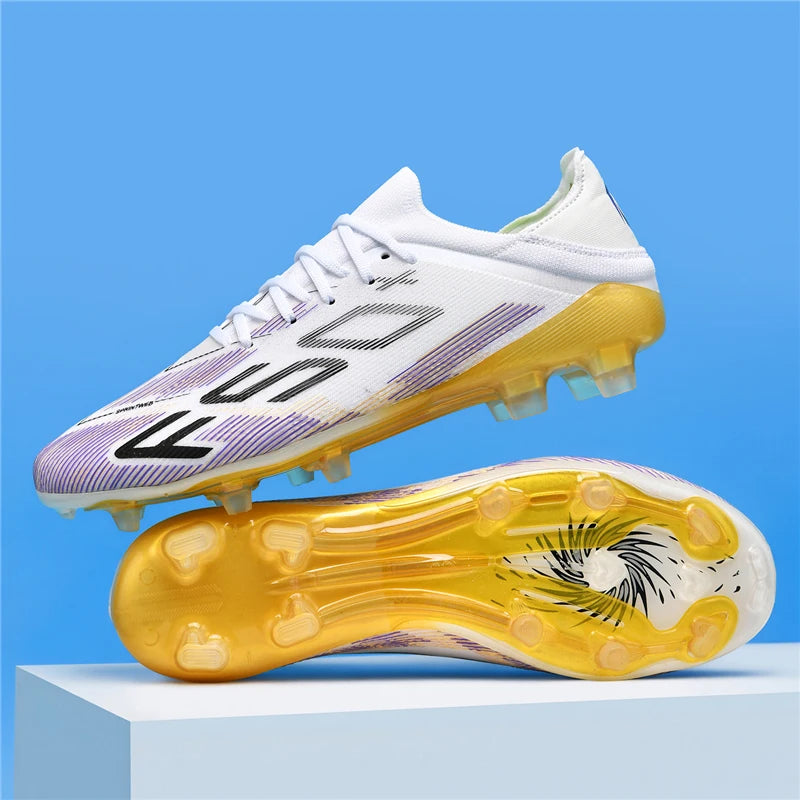 Chaussures de Football Homme Crampons TPR Cuir Verni — Terrain Gazon & Futsal EU 31–48