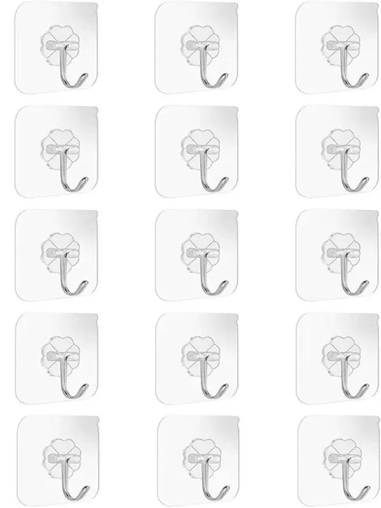 Gancho autoadhesivo de PVC, 20/10 unidades, de acero inoxidable, transparente, soporte de pared multiusos, soporte de puerta, organizador de almacenamiento de cocina, hogar