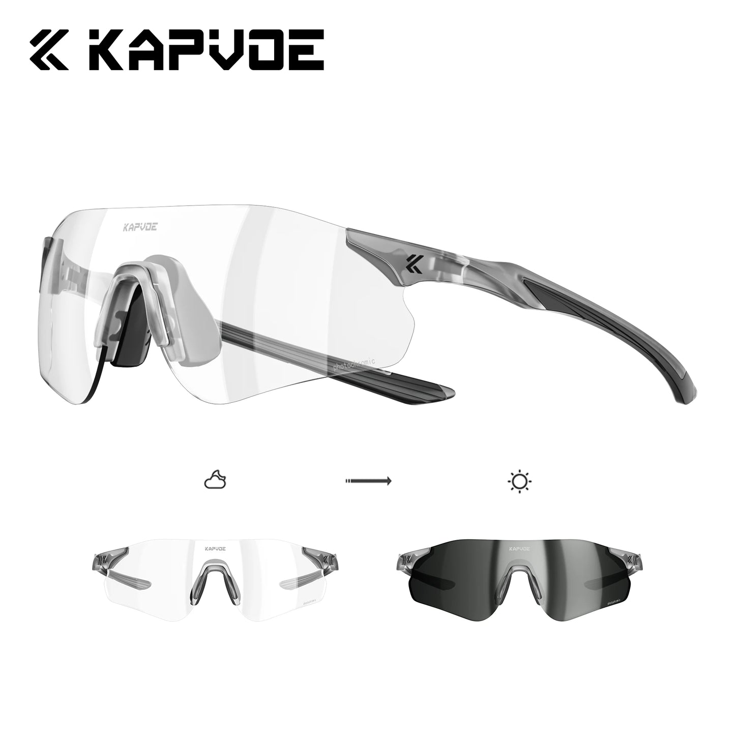 Lunettes de cyclisme et de course photochromiques Kapvoe, pour hommes et femmes, lunettes de soleil pour vélo de route, protection UV400, lunettes de sport pour la conduite