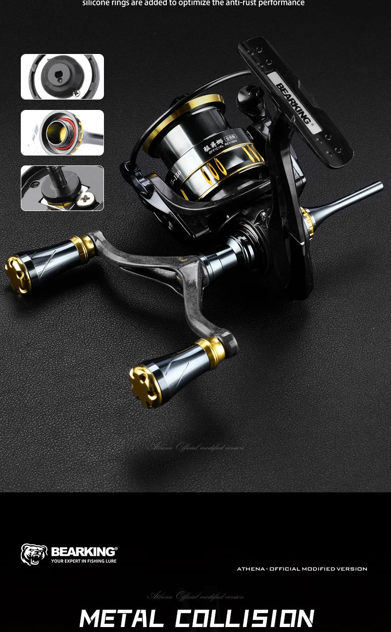 BEARKING RS Athena 5.2:1 roue rotative 6 + 1BB bouche inclinée tasse peu profonde Double bras oscillant tige d'équilibre roue rotative universelle