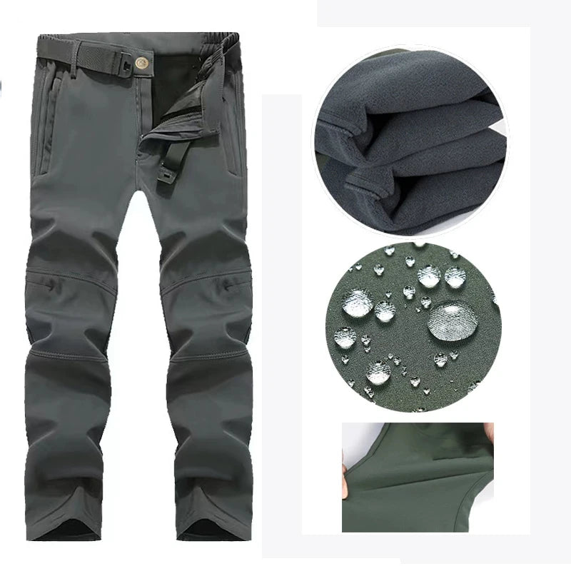 Chaqueta polar SoftShell para hombre, cortavientos con capucha para pesca, senderismo, camping, escalada, esquí, pantalones cálidos para otoño e invierno