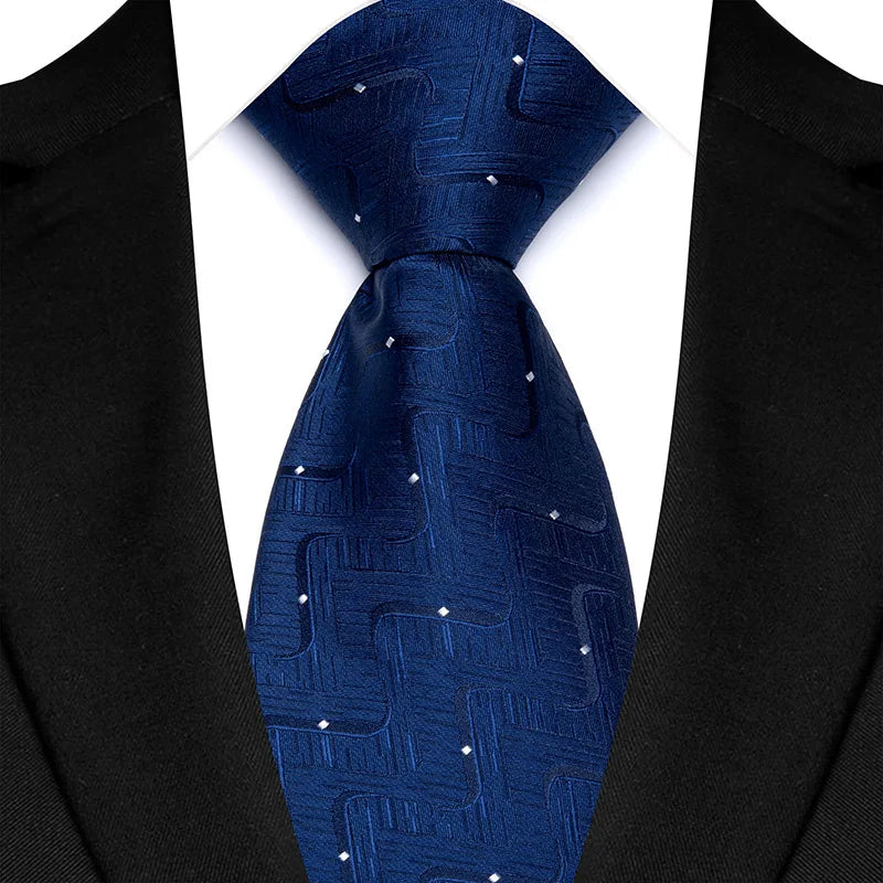 Corbata clásica de cachemira a rayas para hombre, 8 cm, Jacquard, de lujo, color azul real, accesorios, uso diario, regalo para fiesta de boda