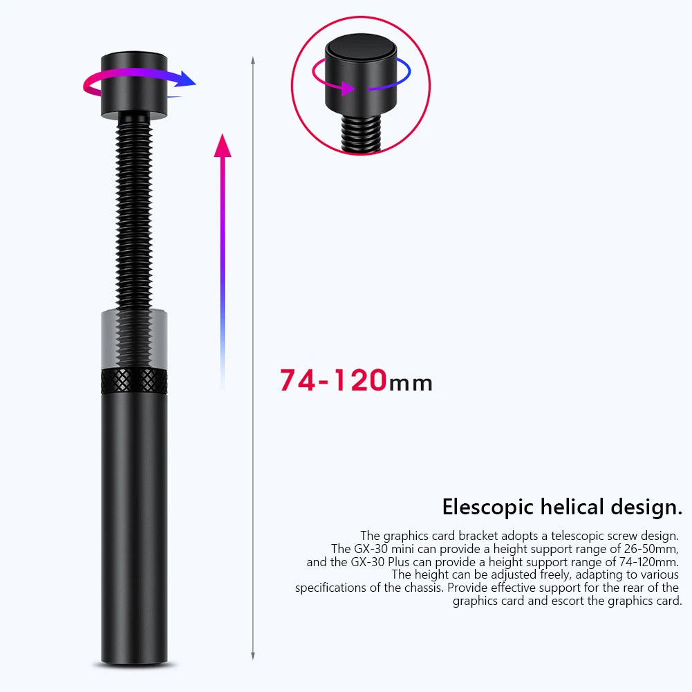 Support de carte graphique GPU, Support d'affaissement de carte vidéo rotatif télescopique Vertical, Support de carte vidéo en alliage d'aluminium