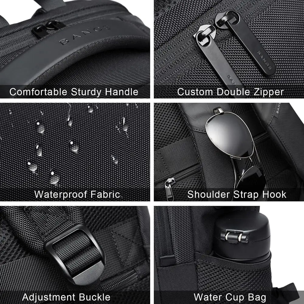 BANGE léger 15.6 pouces sac à dos pour ordinateur portable étanche USB Port de Charge multifonctionnel voyage randonnée sac d'école Mochila pour hommes