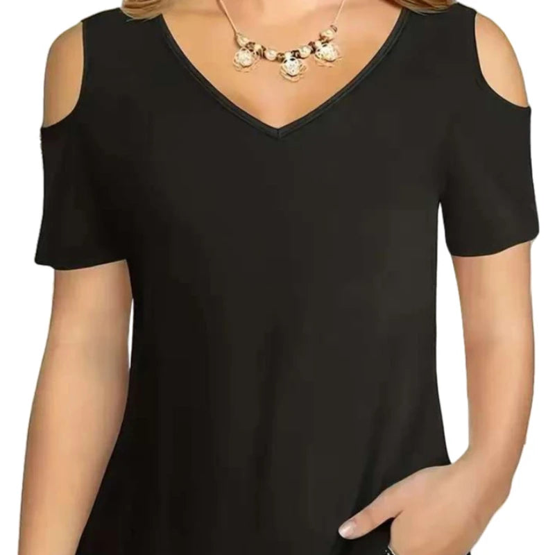 T-shirt court à épaules dénudées pour femme, version coréenne, collection printemps-été 2026, haut court et décontracté pour femme