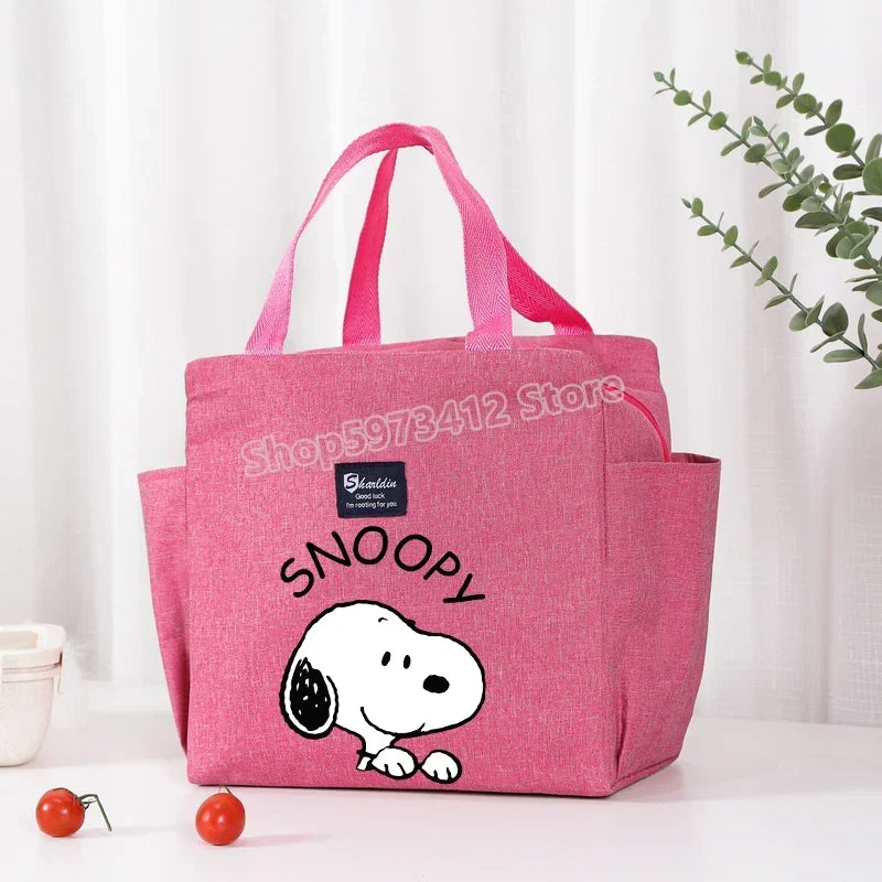 Bolsa isotérmica portátil para el almuerzo y bebidas de Snoopy, bolsa isotérmica para alimentos, caja térmica, bolsa de picnic, bolsas de transporte, bonito regalo para niños