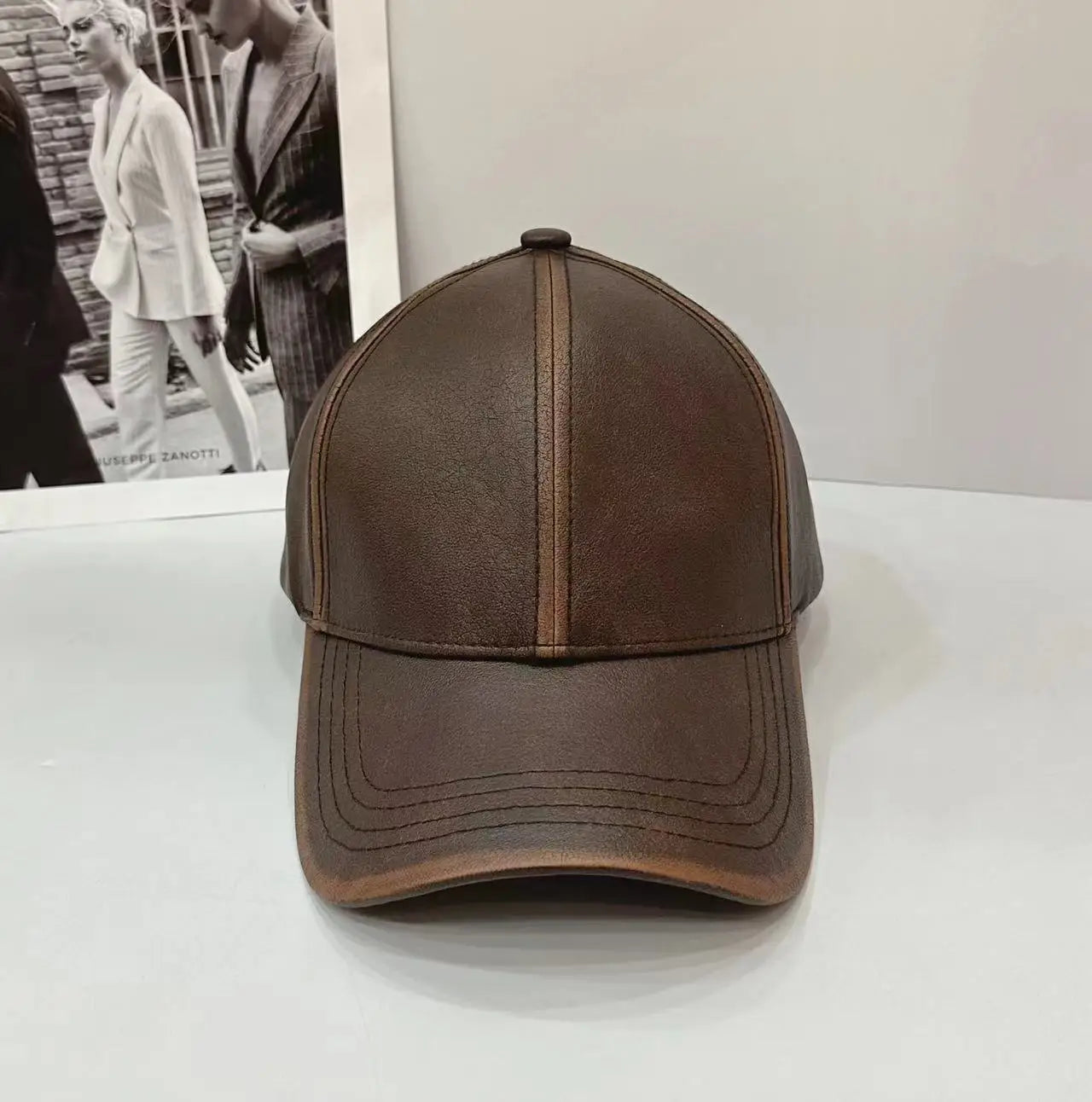 Men's and Women's Leather Baseball Cap, High Quality Snapback, Street Hip Hop Trucker Hat, Hat for All Seasons, Luxury Brand, Winter Cap, New