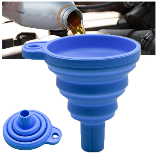 Universal silicone liquid funnel, foldable and portable, for car, hot water