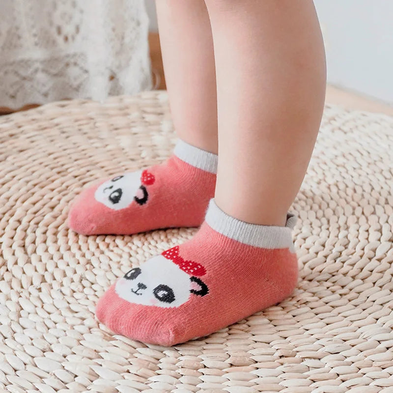 6 pares de calcetines de algodón para niños, bonitos dibujos de animales, cómodos, transpirables, antideslizantes, para bebés
