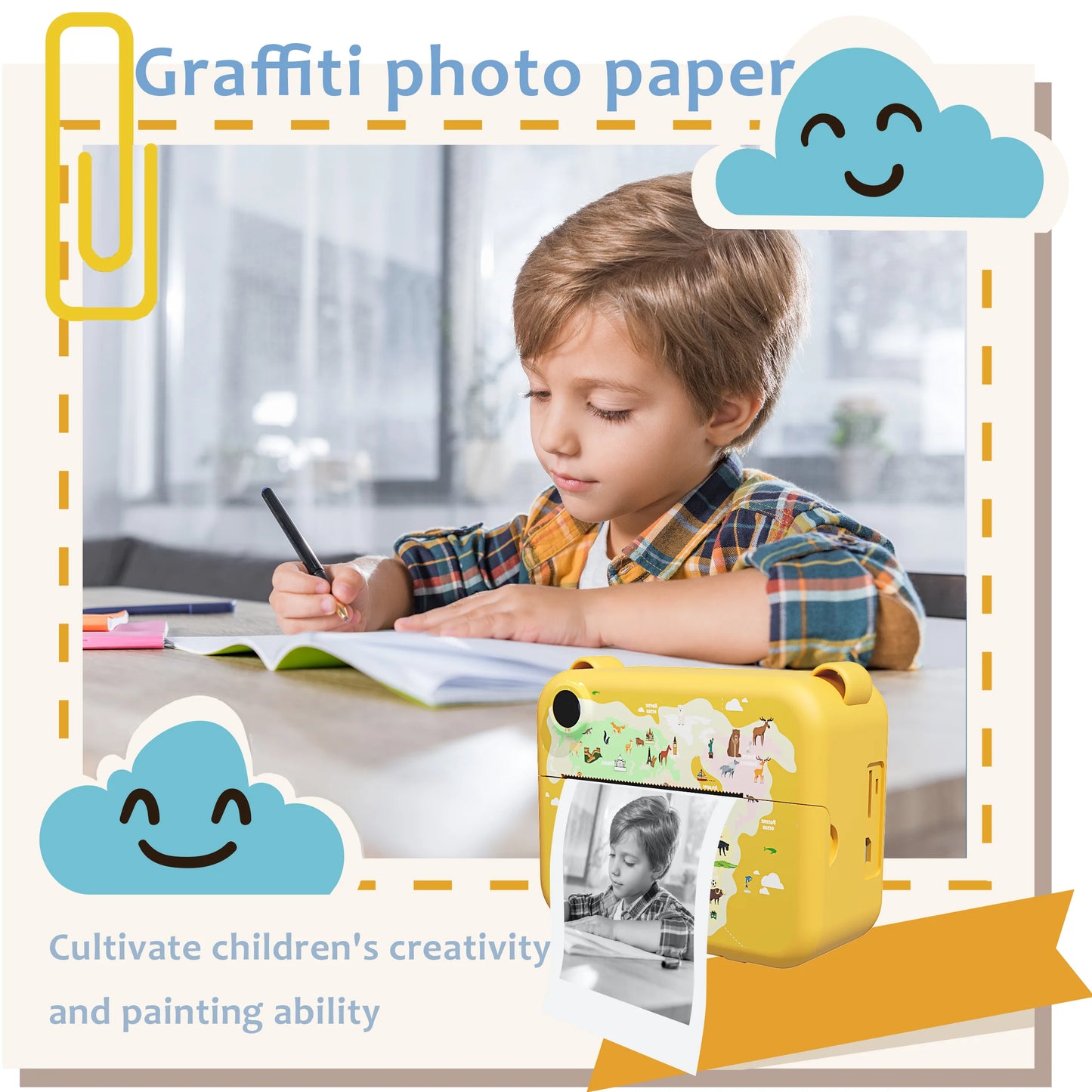 Cámara digital para niños, cámara instantánea para niños, grabadora de video HD 1080P, miniimpresora térmica para niños pequeños, regalos de cumpleaños