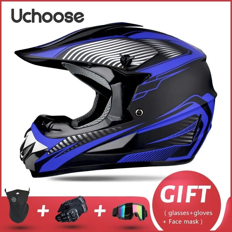 Casque de moto tout-terrain professionnel pour adultes et enfants, casque de moteur de course DOT de descente, cadeau gratuit