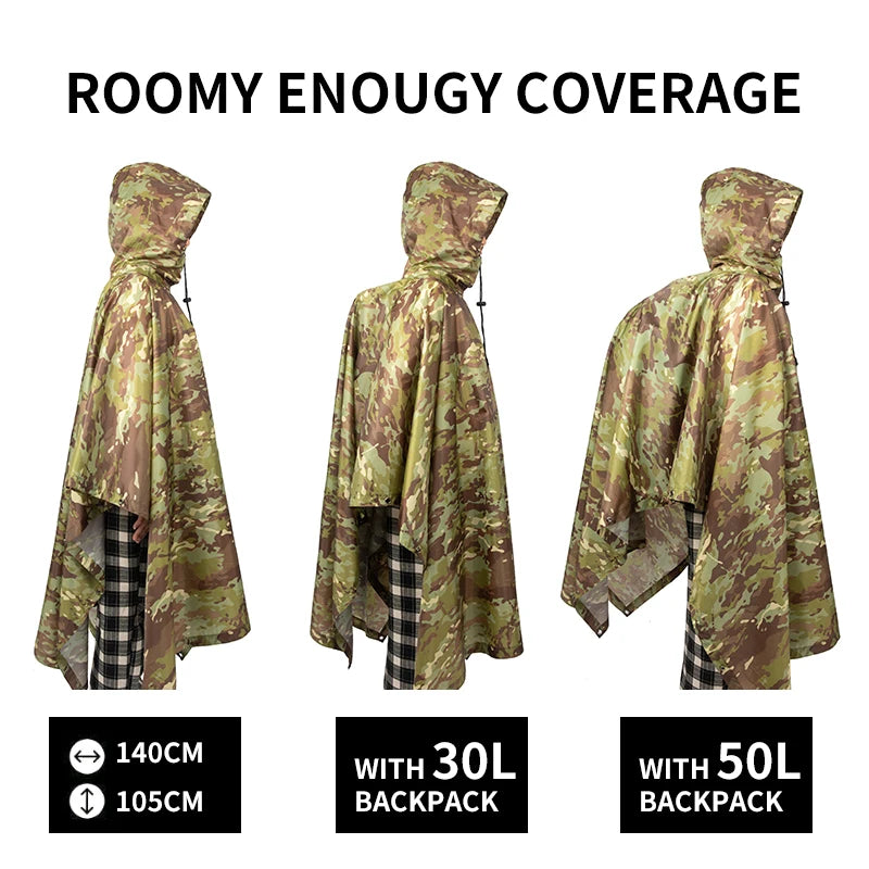 Poncho de Camouflage respirant pour l'extérieur, imperméable tactique de Jungle, observation des oiseaux, randonnée, chasse, combinaison Ghillie, équipement de pluie de voyage