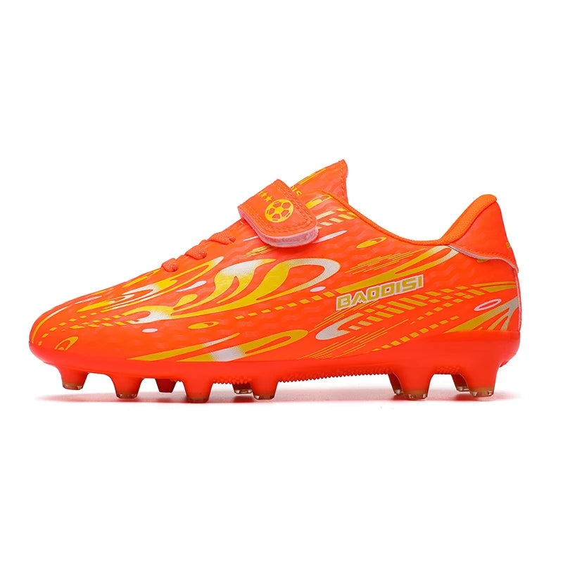 Chaussures de Football TF Enfant & Garçon Cuir Verni Basses — Gazon Synthétique & Futsal, Toutes Saisons