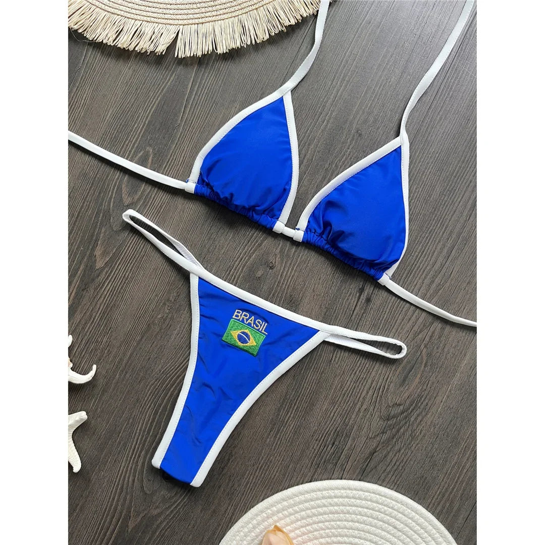 Ensemble bikini deux pièces pour femme, drapeau brésilien, tendance 2027, string, maillot de bain sexy pour la plage, la piscine, les vacances