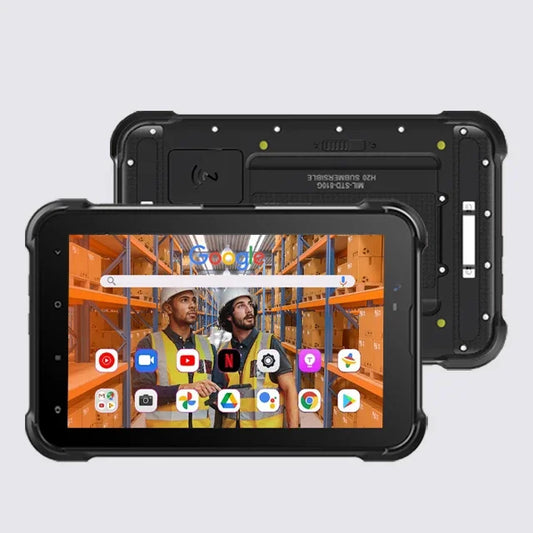Tablette Android 12 robuste 8 pouces — 1000 nits, NFC, scanner codes-barres, 4G, grande batterie 8000mAh