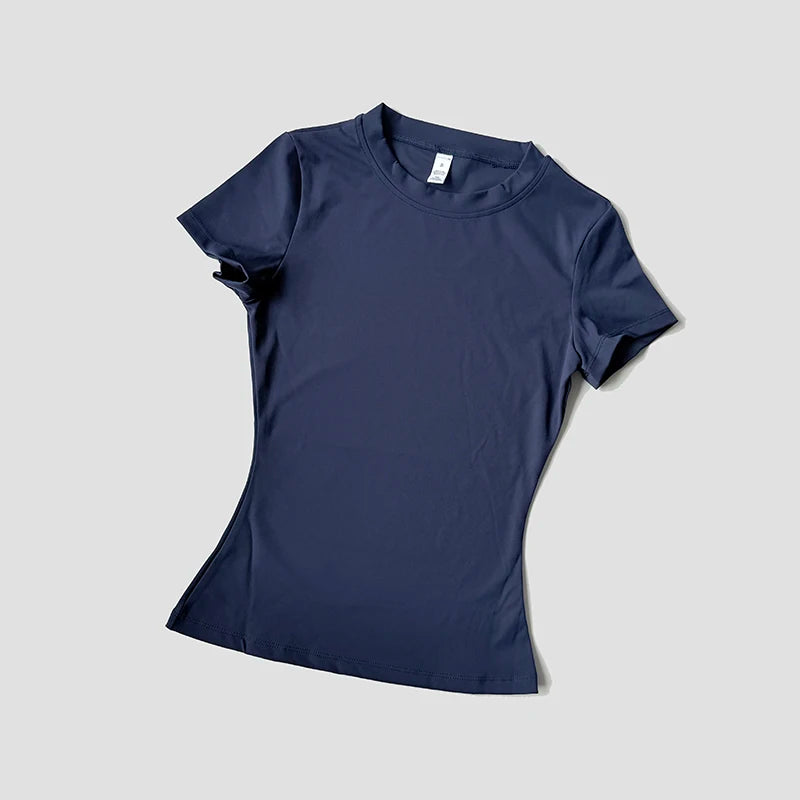 Top de yoga sin costuras para mujer, camiseta deportiva, ropa de fitness, camiseta de yoga de manga corta, top de gimnasio, ropa activa de running