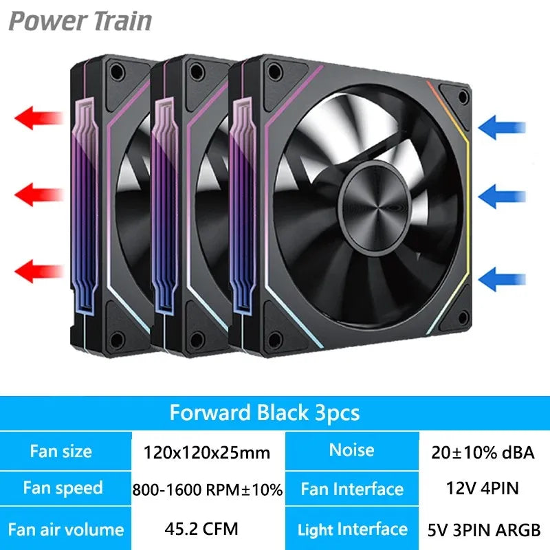 Ventilateur de boîtier PC ARGB LDPCSJ Prism 4RS 120 mm avec design miroir infini, synchronisation avec la carte mère, ventilateur de refroidissement CPU PWM 4 broches