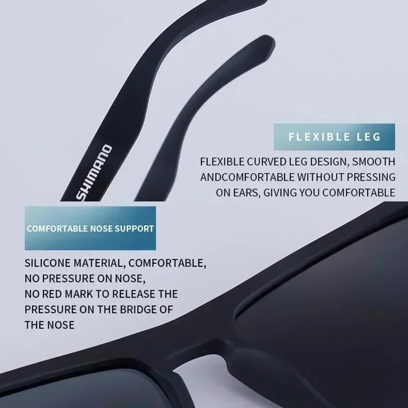 Lunettes de soleil polarisées Shimano, protection UV400 pour hommes et femmes, pour la chasse, la pêche, la conduite, le vélo, avec boîte en option