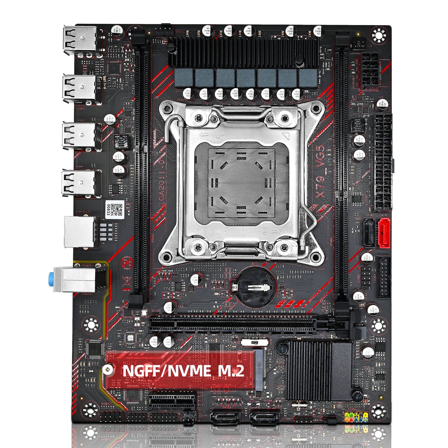 ZSUS X79 Kit de carte mère avec processeur Intel LGA2011 Xeon E5 2630 V2 DDR3 1*16GB ECC RAM mémoire prise en charge M.2 NVME Slot