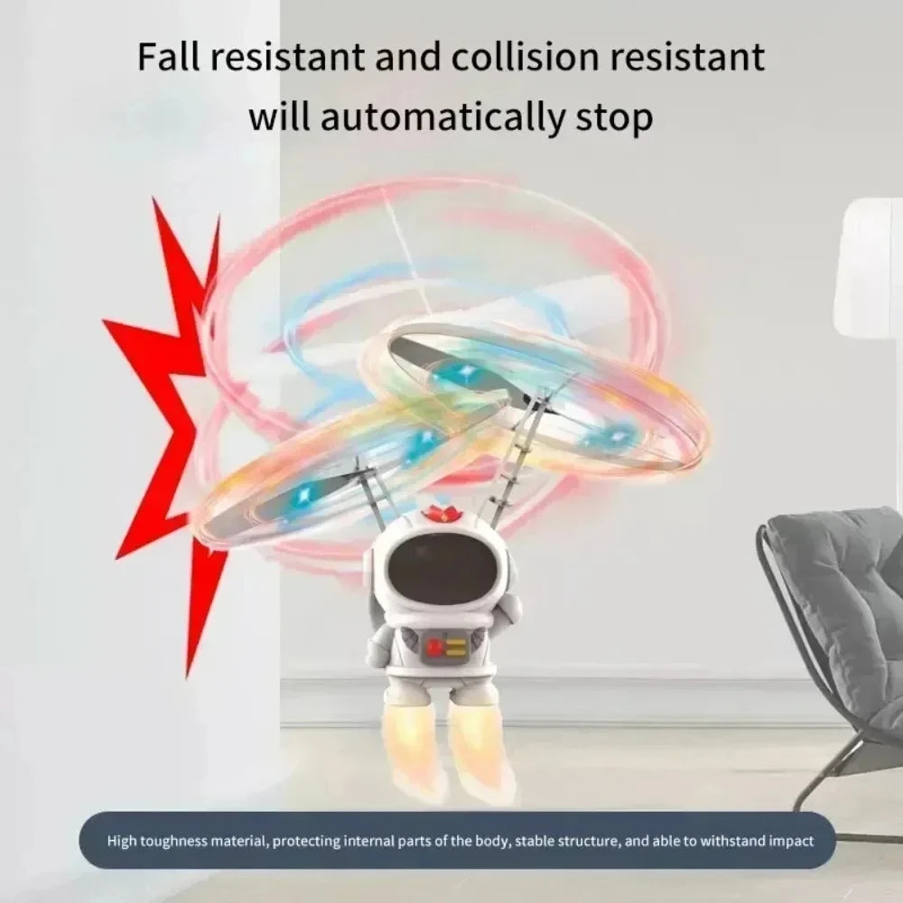 Mini dron de astronauta creativo, robot volador de dibujos animados, juguetes con carga USB, helicóptero de control manual, regalo para niños