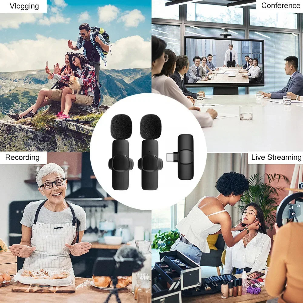 Micro Lavalier Sans Fil Portable — Diffusion en Direct, Enregistrement Audio/Vidéo, iPhone & Android