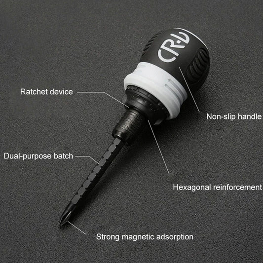 Jeu de tournevis à cliquet, tête de radis de forme courte, haute dureté, gain de temps, multifonctionnel, double usage