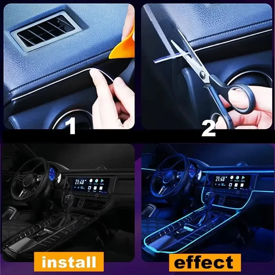 Decorative Car Interior Lamp Strips, 1M 2M 3M 5M, Ambient Light, Cold Light, Dashboard Console, Automotive LED Ambient Lights