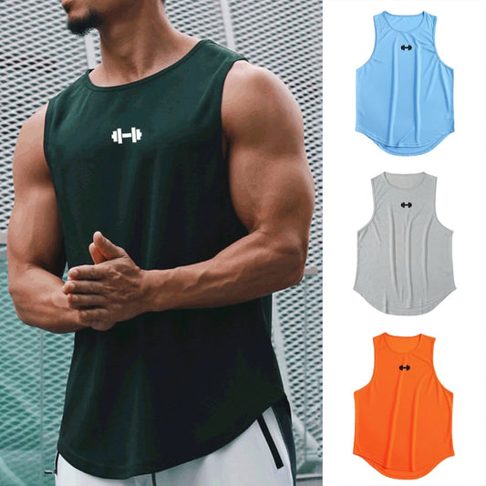 Men's Summer Gym Tank Top, Fitness Workout Clothing, Quick-Dry Bodybuilding Loose Sleeveless Shirt, Fashion Basketball Vest
