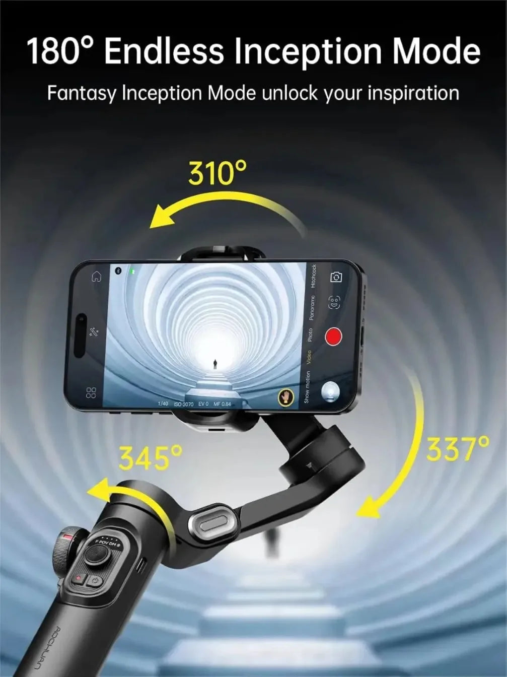 # XE 3-Axis Smartphone Gimbal Stabilizer, Foldable Handheld Gimbal with Focus Wheel for iOS Android iPhone 16-12 Vlog