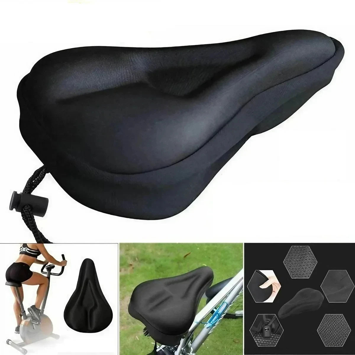 1 Piece Bike Saddle Cover, 3D Padding, Wide Gel Cushion, for Mountain Bikes, Road Bikes, Comfortable and Soft Seat, Upgrade