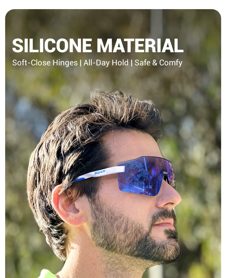 Lunettes de cyclisme photochromiques SCVCN pour hommes et femmes, lunettes de vélo de route et de VTT, lunettes de randonnée décontractées, coupe-vent
