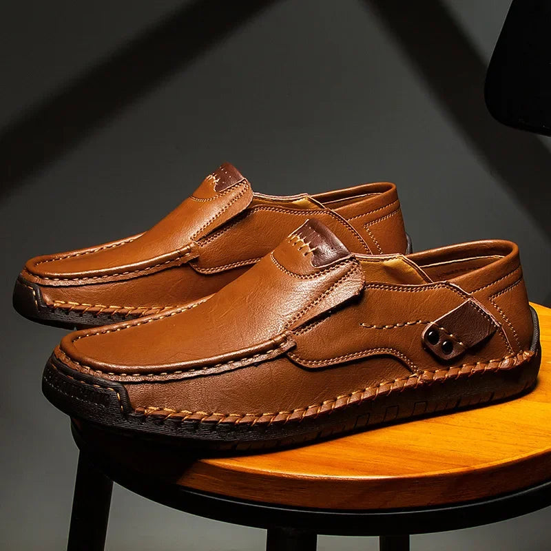 Mocasines de Cuero para Hombre, Zapatos de Conducción Italianos, Transpirables, Hechos a Mano, Casuales