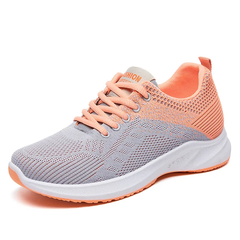 Baskets Femme 2025 Maille Légère — Douces Plates Plateforme à Lacets