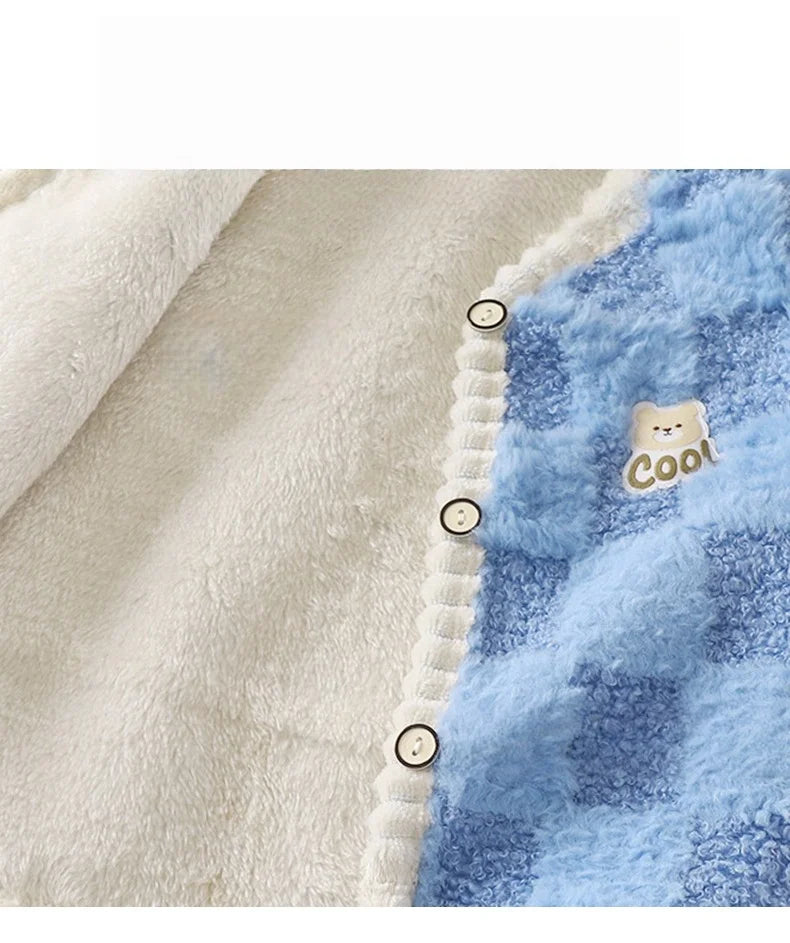 Chaqueta polar para niños, chaleco cálido de doble capa con estampado a cuadros, para niños y niñas, ropa de abrigo sin mangas para otoño e invierno