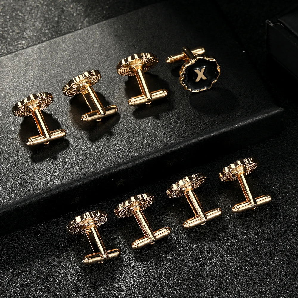 Boutons de manchette classiques pour hommes, 26 lettres initiales de l'alphabet, A B C D E F G H I J K L M N O P Q R S T U, bouton à manches V W X Y Z